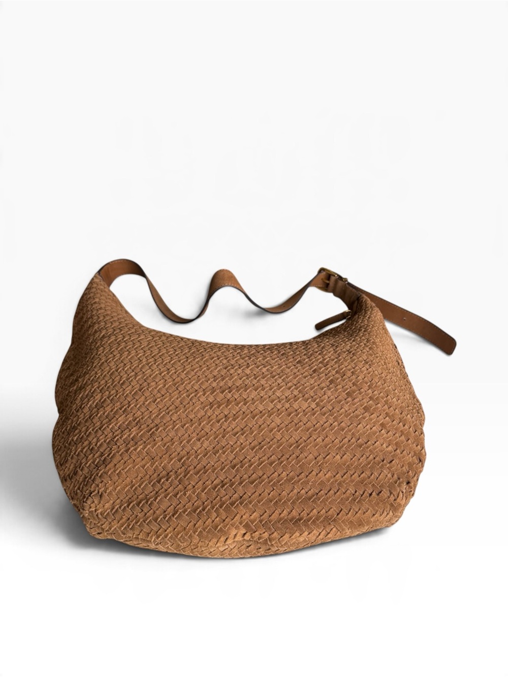 ๐ Madewell Essentials Curve Woven Shoulder Bag Suede Leather - Picture 8 of 11